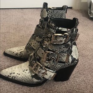 Jeffrey Campbell “Caceres” snakeskin booties